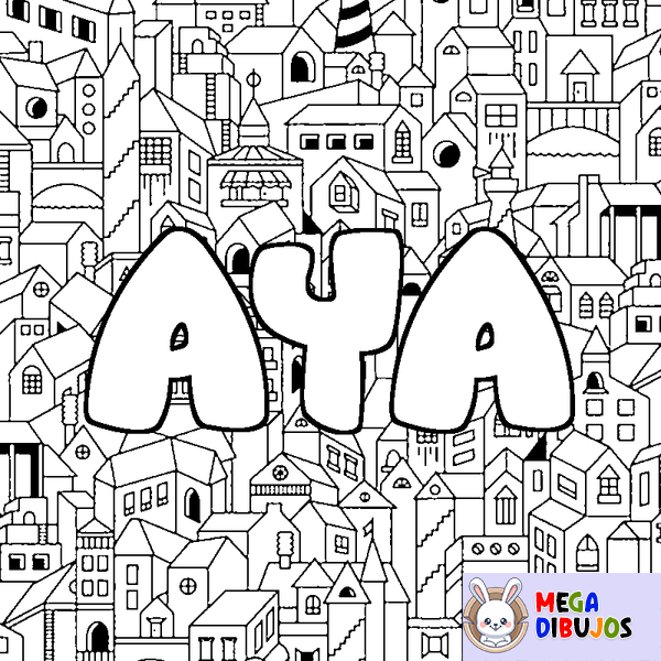 Coloraci&oacute;n del nombre AYA - decorado ciudad