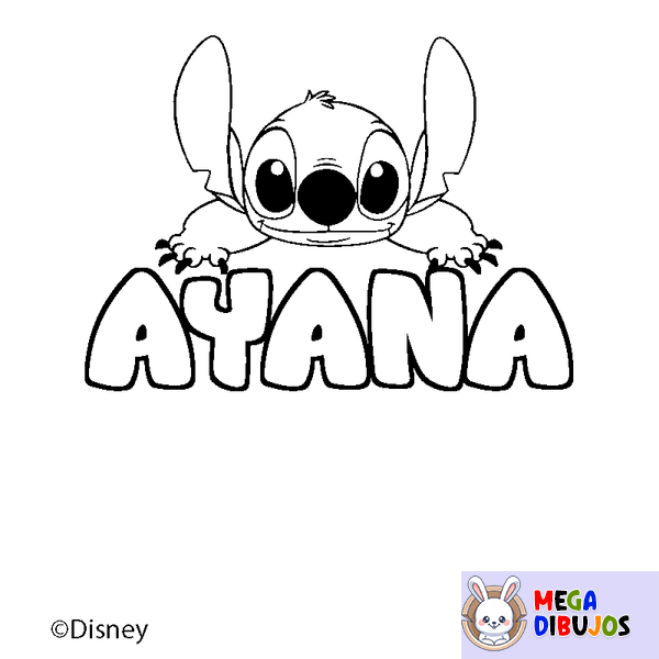Coloraci&oacute;n del nombre AYANA - decorado Stitch