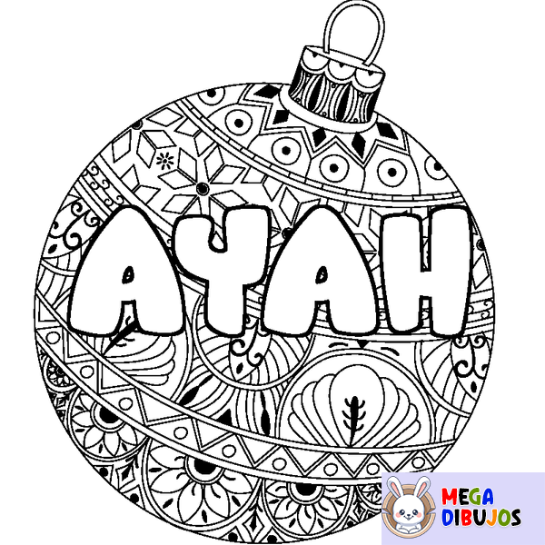 Coloraci&oacute;n del nombre AYAH - decorado bola de Navidad