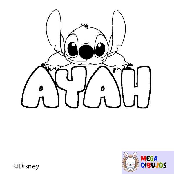 Coloraci&oacute;n del nombre AYAH - decorado Stitch