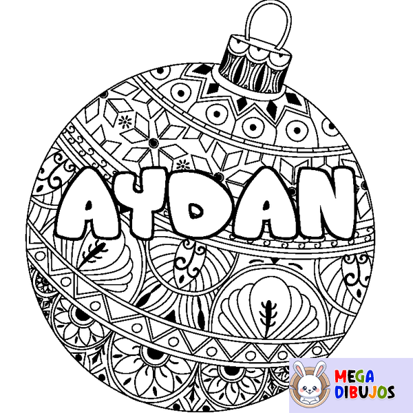 Coloraci&oacute;n del nombre AYDAN - decorado bola de Navidad