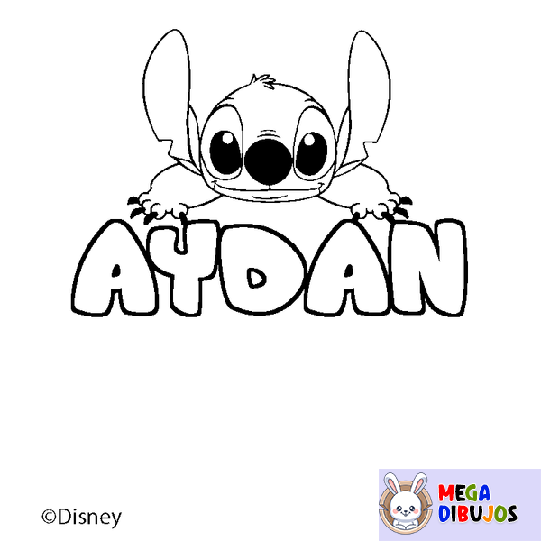 Coloraci&oacute;n del nombre AYDAN - decorado Stitch