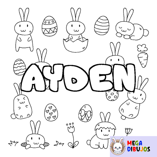 Coloraci&oacute;n del nombre AYDEN - decorado Pascua