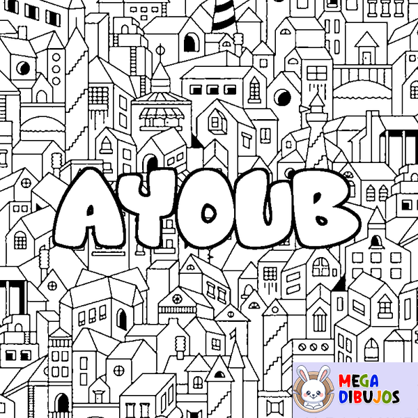 Coloraci&oacute;n del nombre AYOUB - decorado ciudad