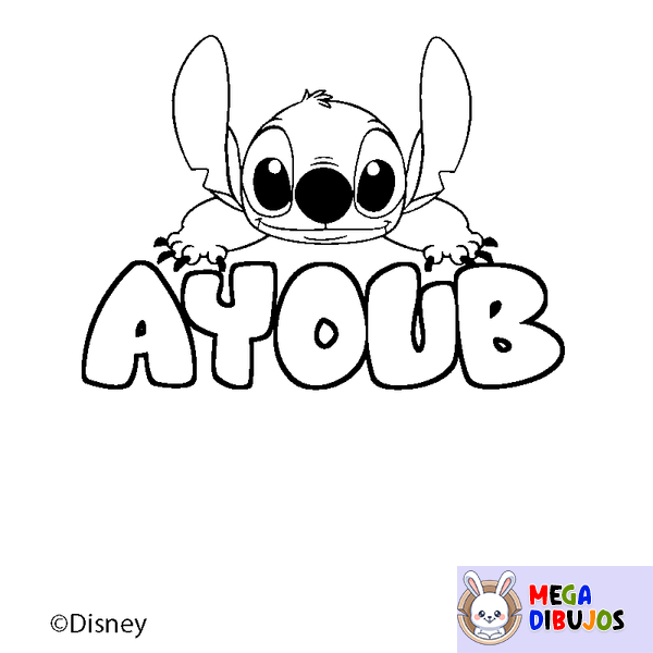 Coloraci&oacute;n del nombre AYOUB - decorado Stitch