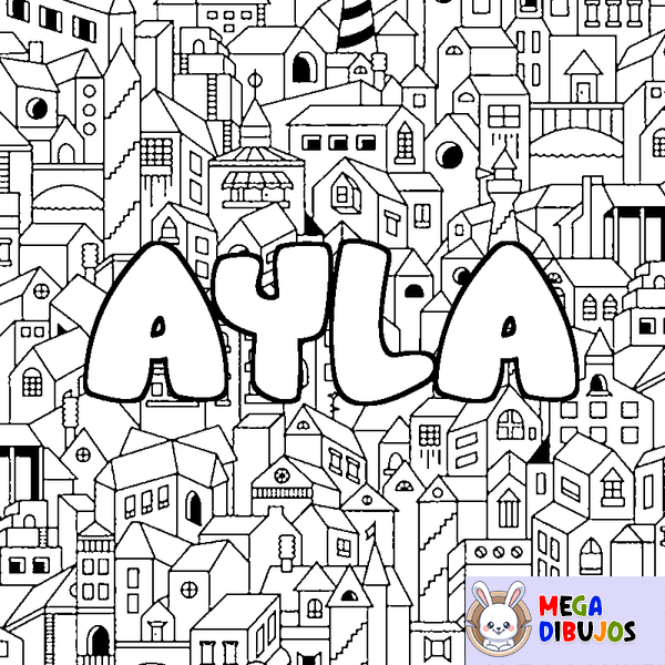 Coloraci&oacute;n del nombre AYLA - decorado ciudad