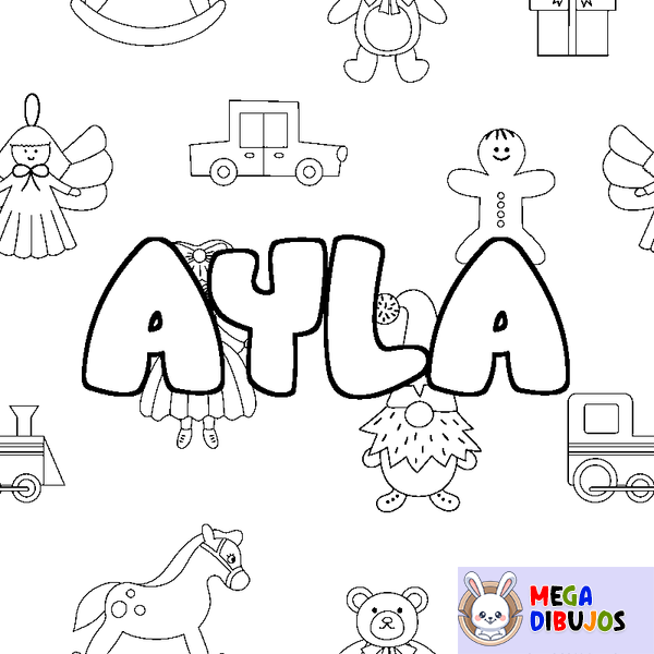 Coloraci&oacute;n del nombre AYLA - decorado juguetes