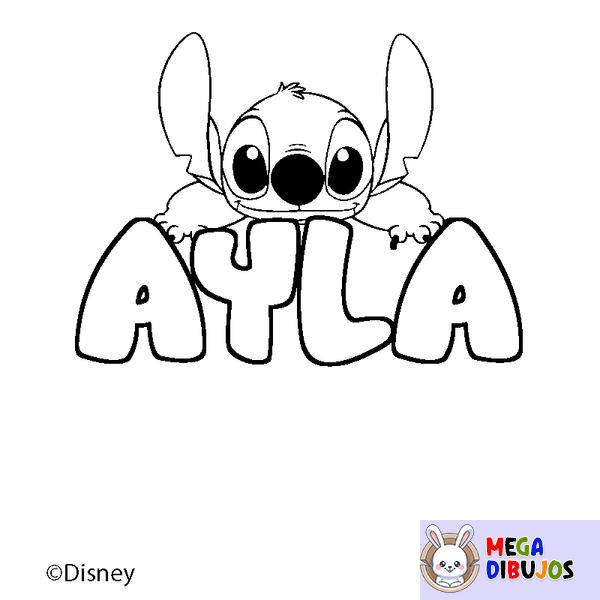 Coloraci&oacute;n del nombre AYLA - decorado Stitch