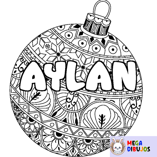 Coloraci&oacute;n del nombre AYLAN - decorado bola de Navidad