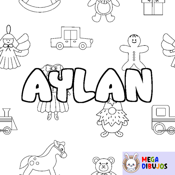 Coloraci&oacute;n del nombre AYLAN - decorado juguetes