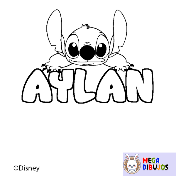 Coloraci&oacute;n del nombre AYLAN - decorado Stitch