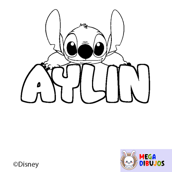 Coloraci&oacute;n del nombre AYLIN - decorado Stitch