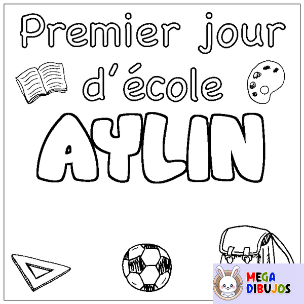 Coloraci&oacute;n del nombre AYLIN - decorado primer d&iacute;a de escuela
