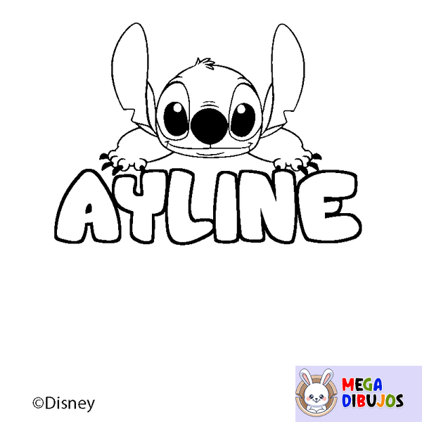 Coloraci&oacute;n del nombre AYLINE - decorado Stitch