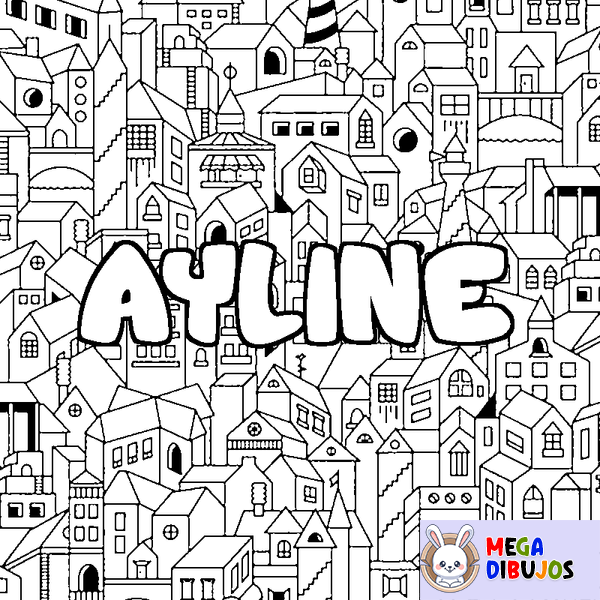 Coloraci&oacute;n del nombre AYLINE - decorado ciudad