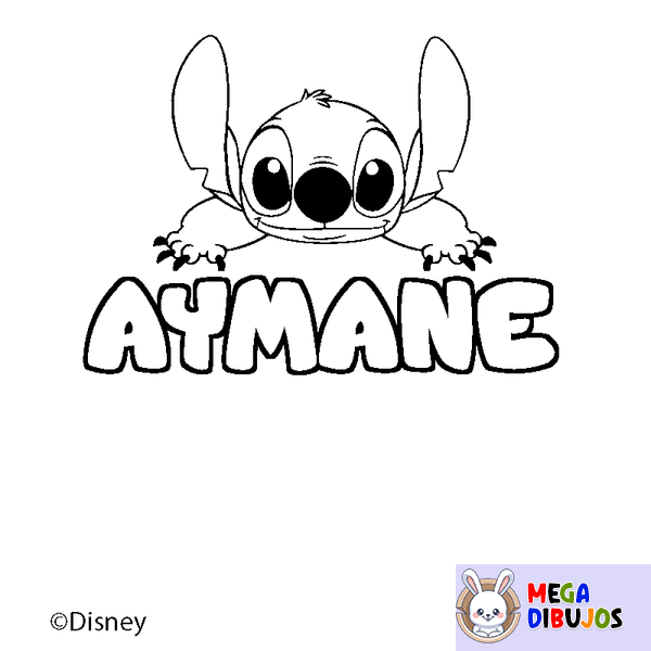 Coloraci&oacute;n del nombre AYMANE - decorado Stitch