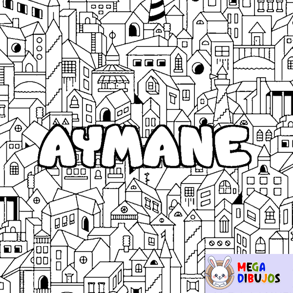 Coloraci&oacute;n del nombre AYMANE - decorado ciudad