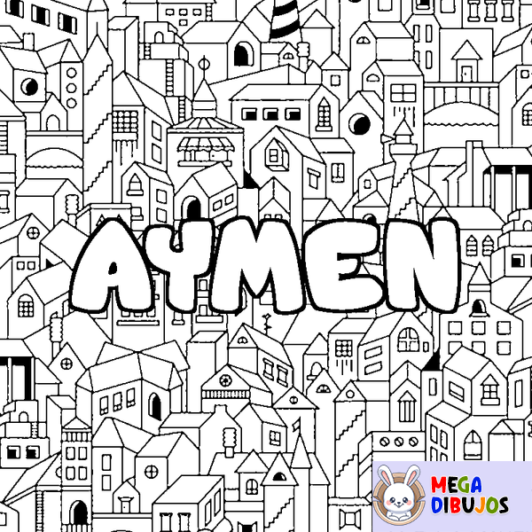 Coloraci&oacute;n del nombre AYMEN - decorado ciudad