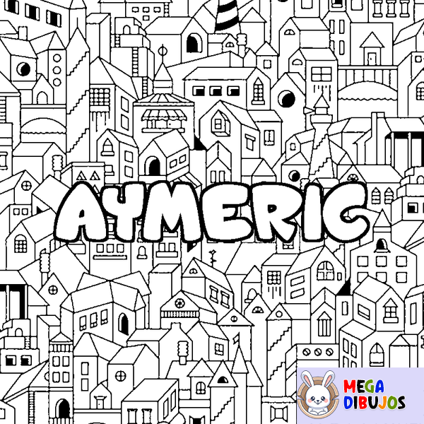 Coloraci&oacute;n del nombre AYMERIC - decorado ciudad