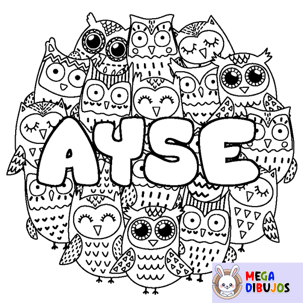 Coloraci&oacute;n del nombre AYSE - decorado b&uacute;hos