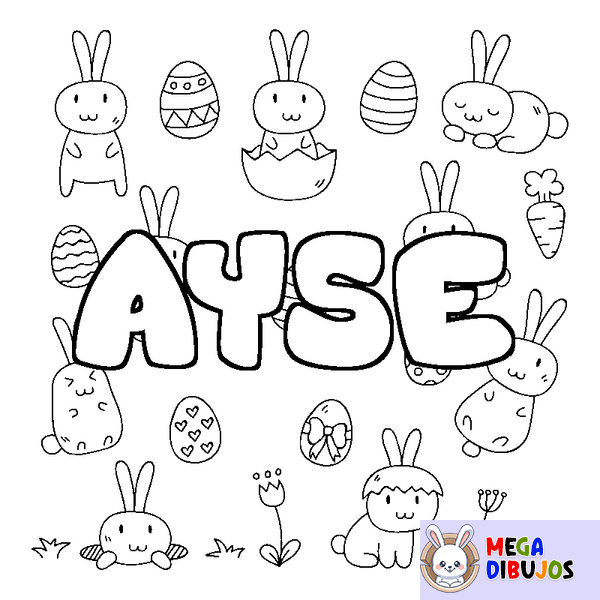 Coloraci&oacute;n del nombre AYSE - decorado Pascua