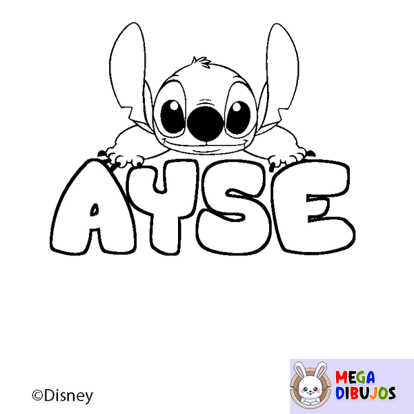 Coloraci&oacute;n del nombre AYSE - decorado Stitch