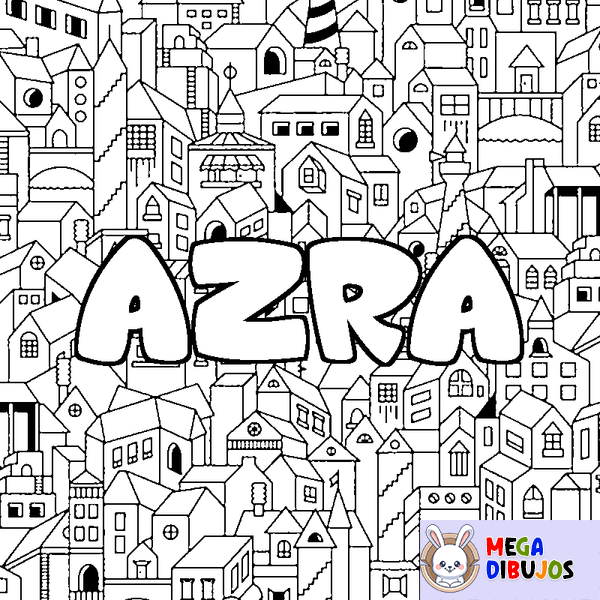 Coloraci&oacute;n del nombre AZRA - decorado ciudad