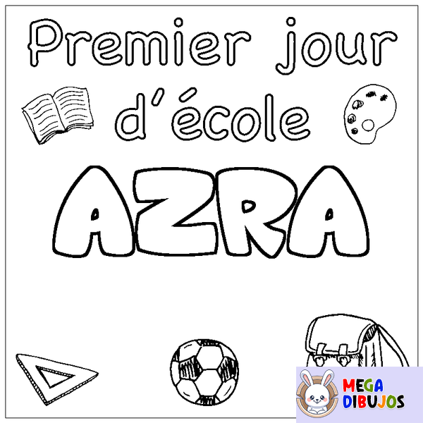 Coloraci&oacute;n del nombre AZRA - decorado primer d&iacute;a de escuela