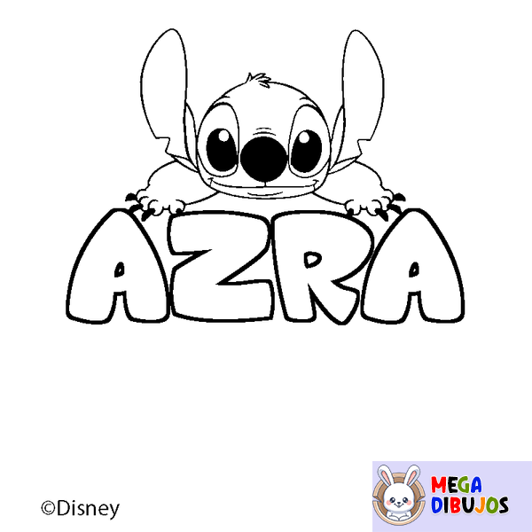 Coloraci&oacute;n del nombre AZRA - decorado Stitch