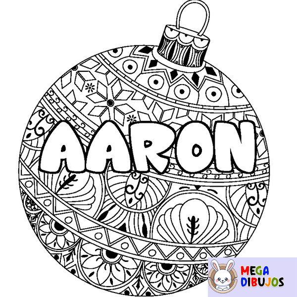 Coloraci&oacute;n del nombre AARON - decorado bola de Navidad