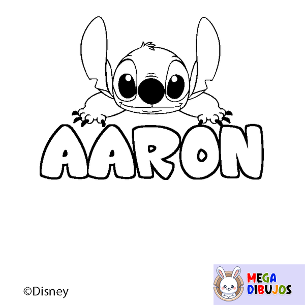 Coloraci&oacute;n del nombre AARON - decorado Stitch