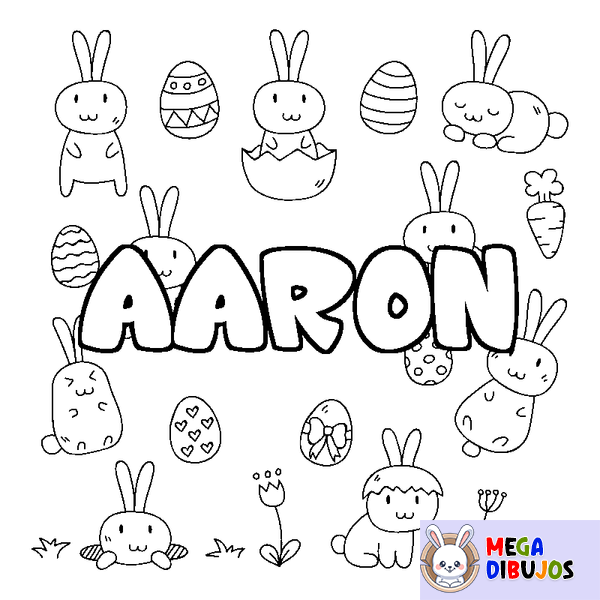 Coloraci&oacute;n del nombre AARON - decorado Pascua