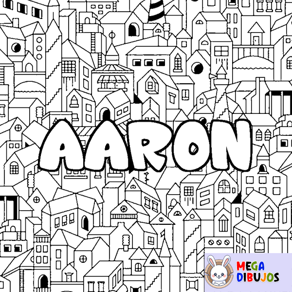 Coloraci&oacute;n del nombre AARON - decorado ciudad
