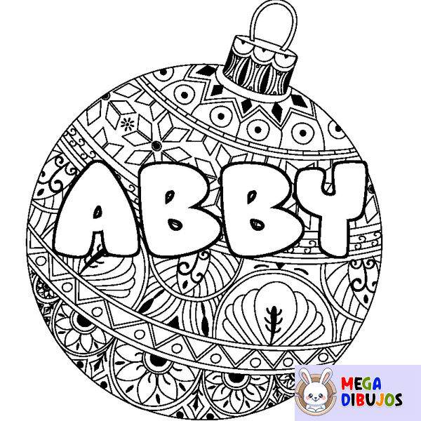 Coloraci&oacute;n del nombre ABBY - decorado bola de Navidad
