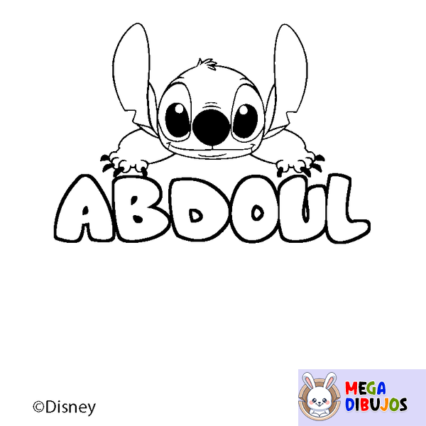 Coloraci&oacute;n del nombre ABDOUL - decorado Stitch
