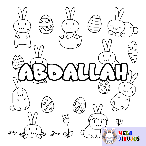 Coloraci&oacute;n del nombre ABDALLAH - decorado Pascua