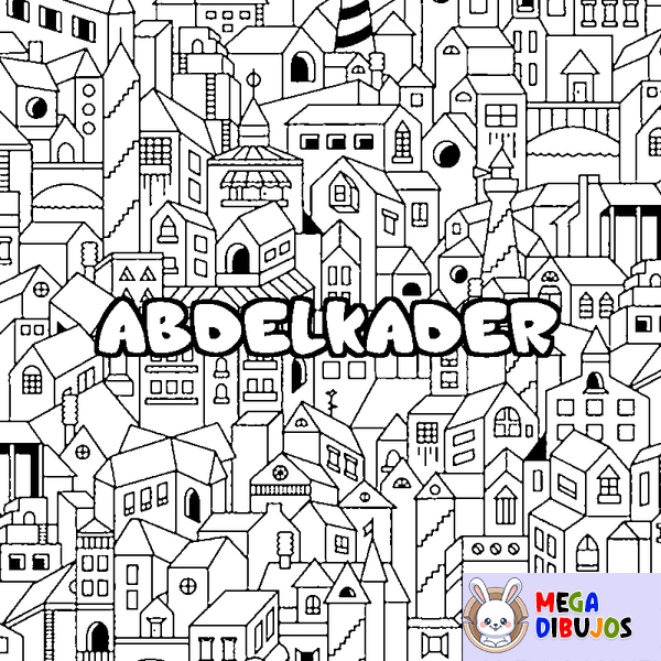 Coloraci&oacute;n del nombre ABDELKADER - decorado ciudad
