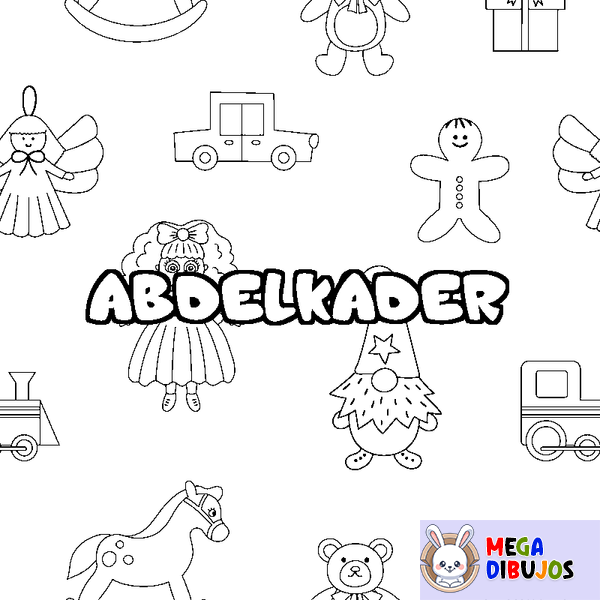 Coloraci&oacute;n del nombre ABDELKADER - decorado juguetes