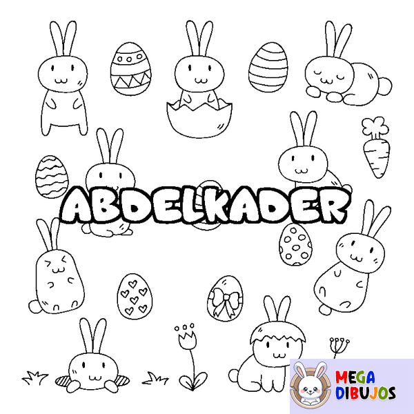 Coloraci&oacute;n del nombre ABDELKADER - decorado Pascua