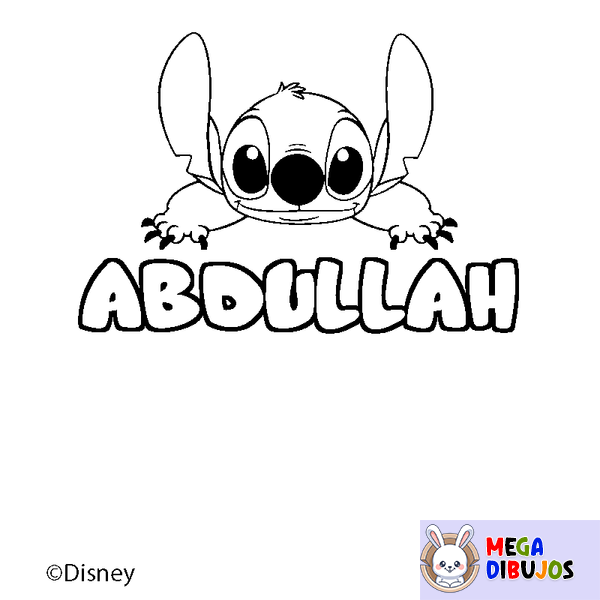 Coloraci&oacute;n del nombre ABDULLAH - decorado Stitch