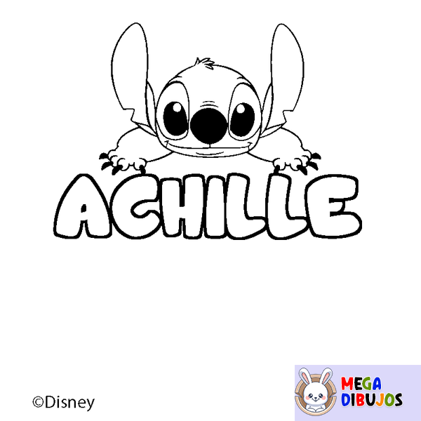 Coloraci&oacute;n del nombre ACHILLE - decorado Stitch