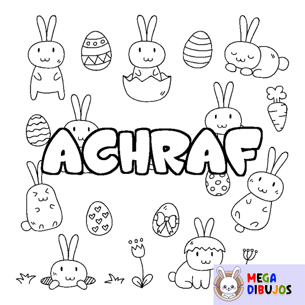 Coloraci&oacute;n del nombre ACHRAF - decorado Pascua