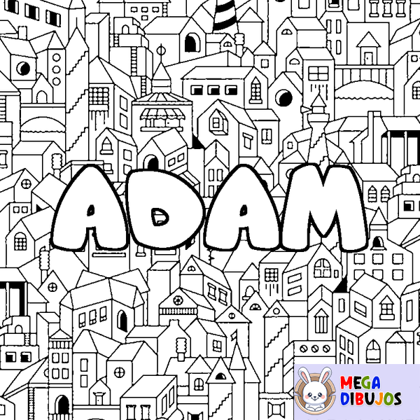 Coloraci&oacute;n del nombre ADAM - decorado ciudad