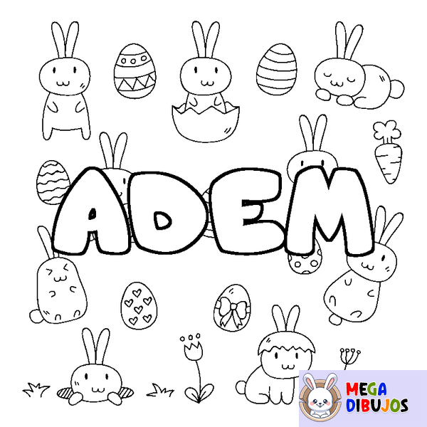 Coloraci&oacute;n del nombre ADEM - decorado Pascua