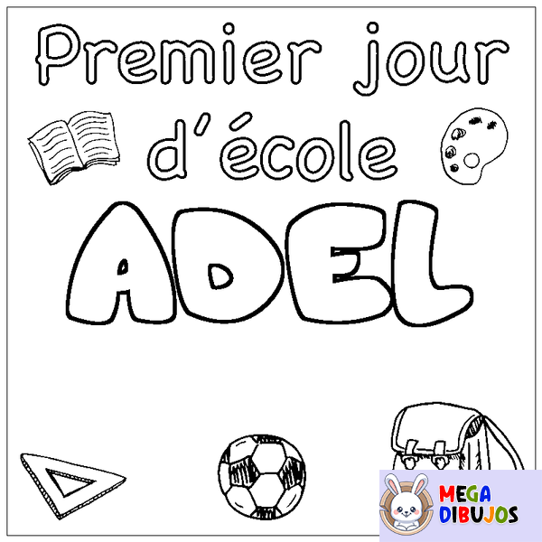 Coloraci&oacute;n del nombre ADEL - decorado primer d&iacute;a de escuela