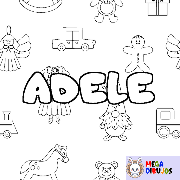 Coloraci&oacute;n del nombre ADELE - decorado juguetes