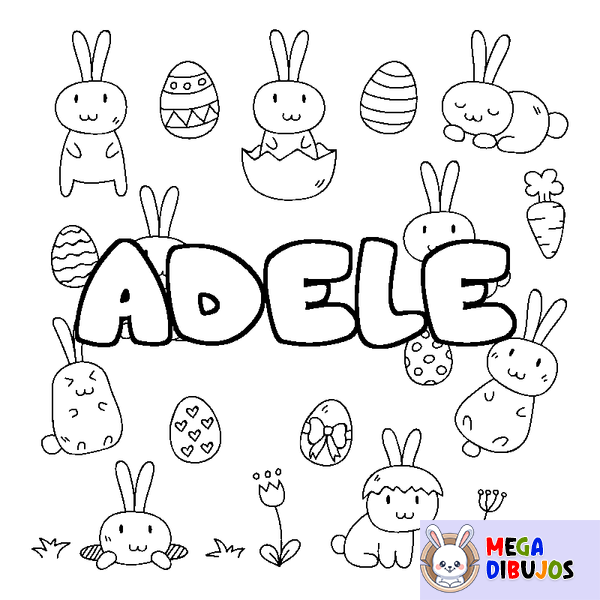 Coloraci&oacute;n del nombre ADELE - decorado Pascua