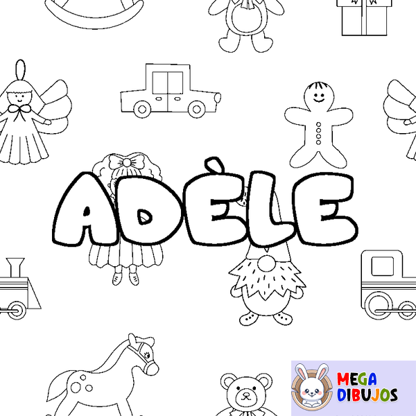 Coloraci&oacute;n del nombre AD&Egrave;LE - decorado juguetes