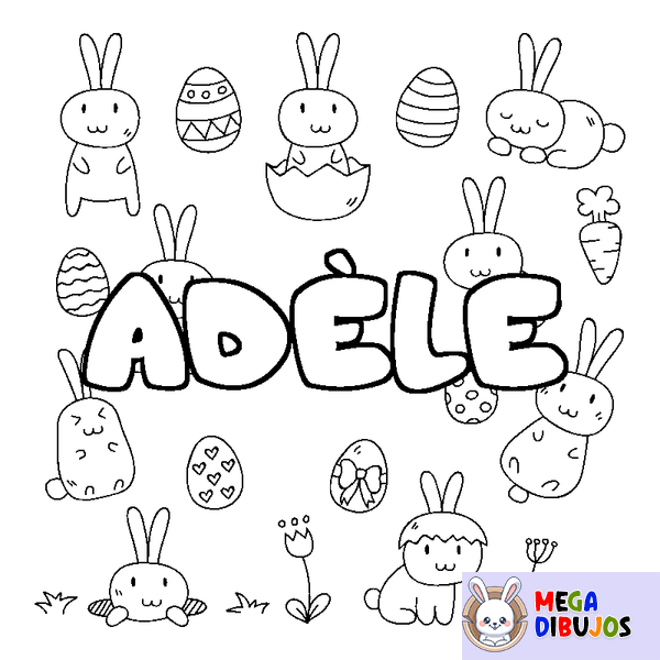 Coloraci&oacute;n del nombre AD&Egrave;LE - decorado Pascua