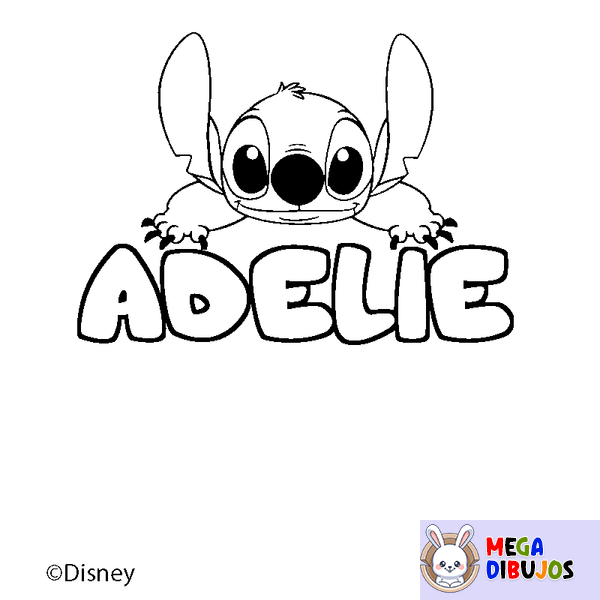Coloraci&oacute;n del nombre ADELIE - decorado Stitch